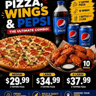 Pizza, Wings & Pepsi (Large Pizza)