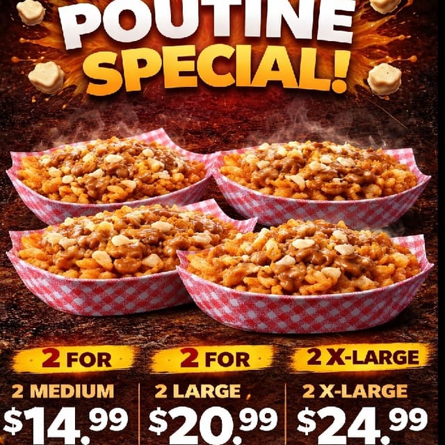 2 Medium Poutine.