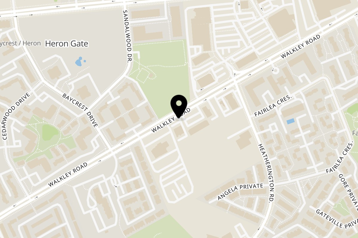 Map showing the location of House Of Pizza on 1574 Walkley Road in Ottawa